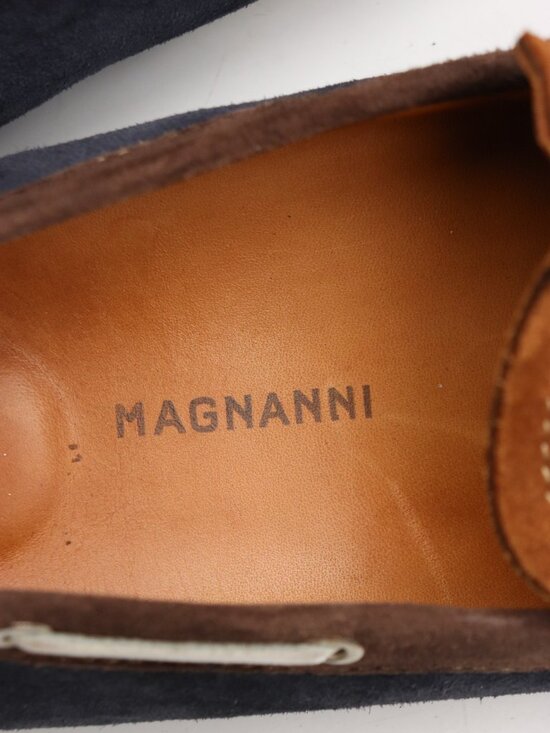 Magnanni Driving Bow Loafers Men\'s Size 11 M Blue Brown Classic Suede Shoes